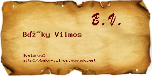 Béky Vilmos névjegykártya